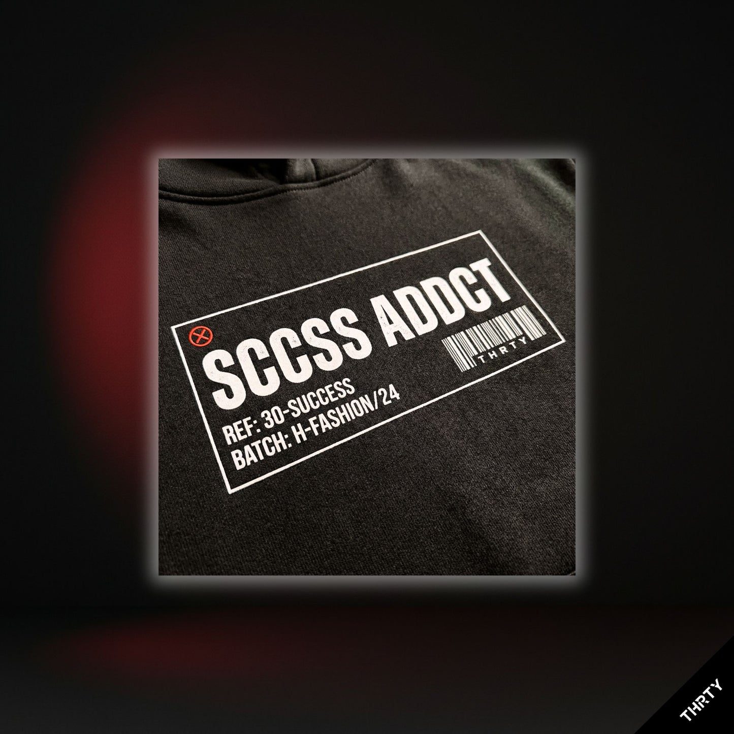 THRTY Oversized Hoodie || SCCSS ADDCT (Black · Frontprint)