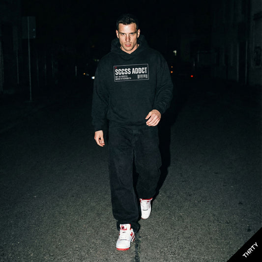THRTY Oversized Hoodie || SCCSS ADDCT (Black · Frontprint)