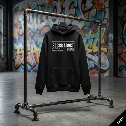 THRTY Oversized Hoodie || SCCSS ADDCT (Black · Frontprint)