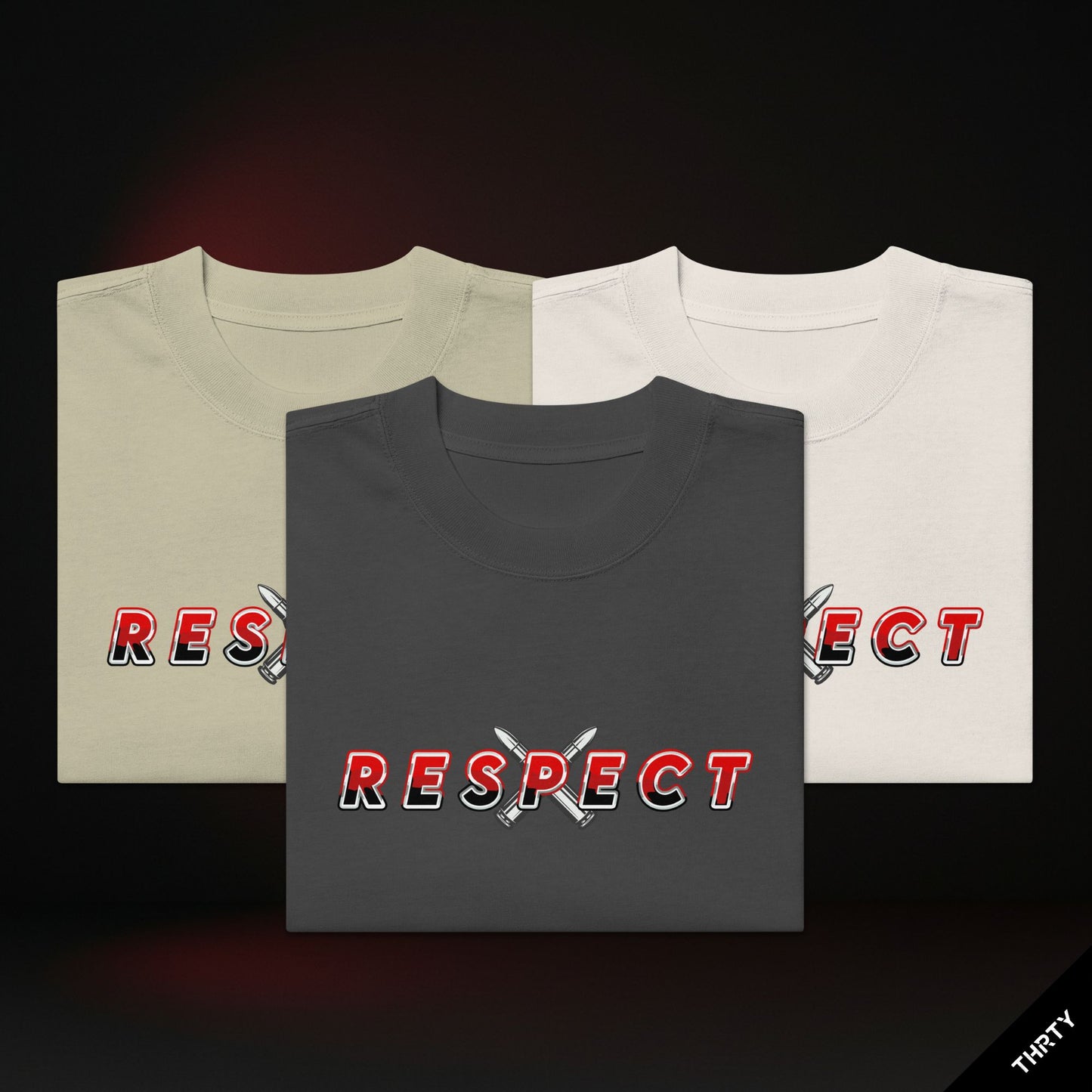 THRTY Oversized Tee || RESPECT (Faded Bone · Faded Black · Faded Eucalyptus)