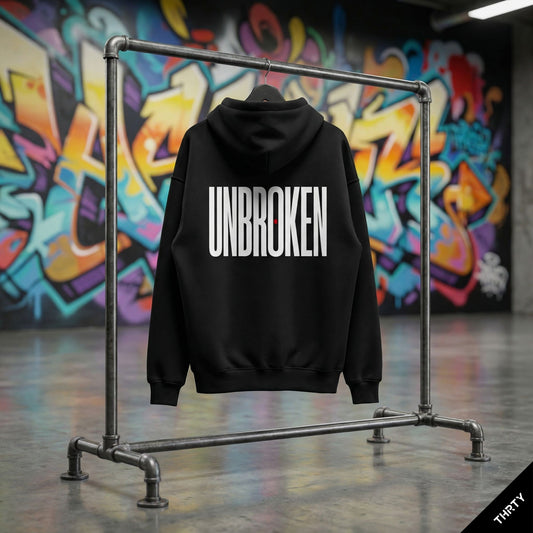 THRTY Oversized Hoodie || UNBROKEN (Black · Cobalt)